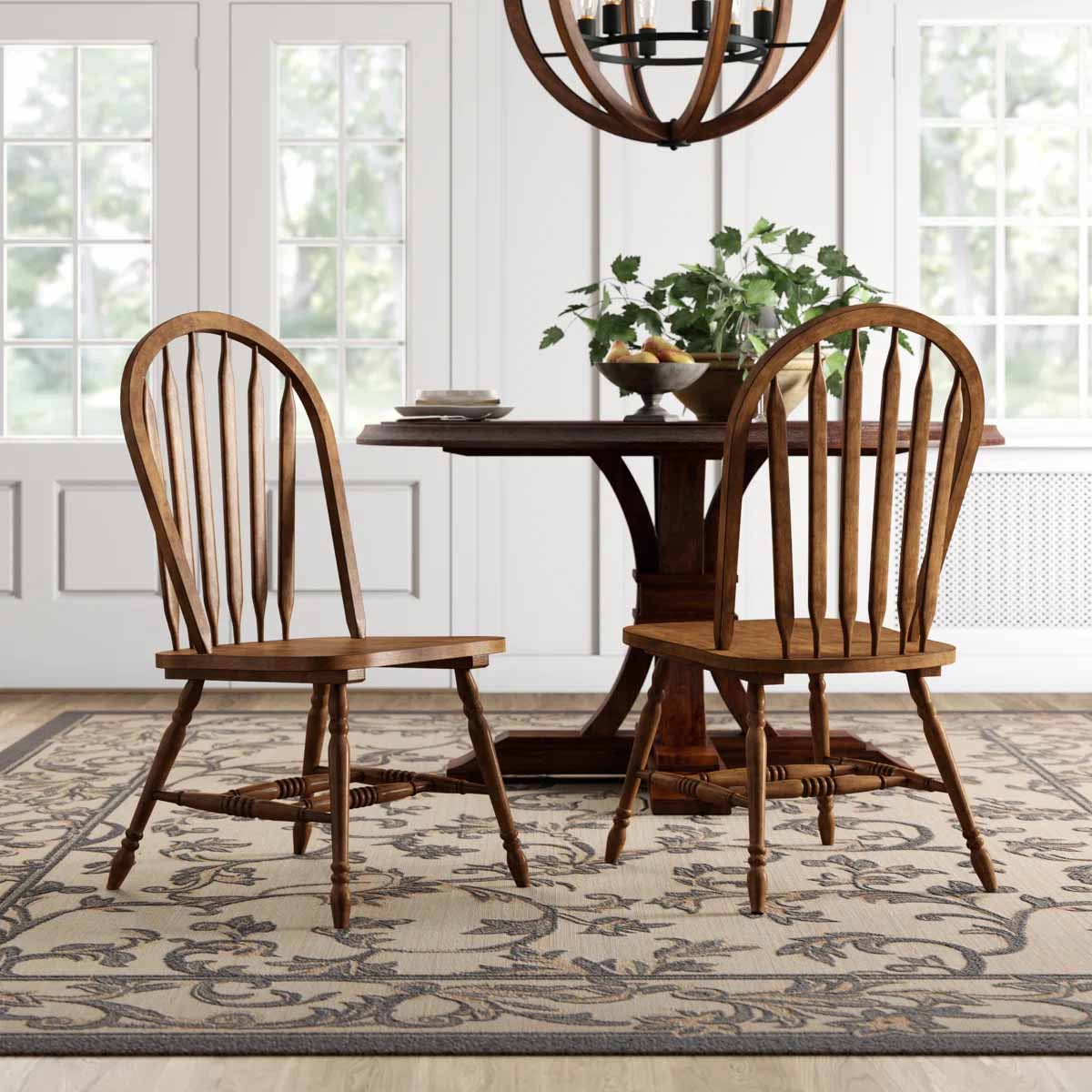 Alcott Hill Judique 17.5'' H Solid Wood Side Chair (Set of 2) Antique Honey best windsor dining chairs