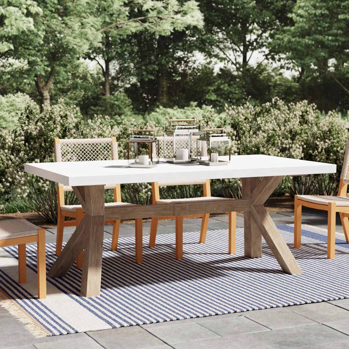 Birch Lane Fleur 74'' Outdoor Dining Table best concrete outdoor dining tables