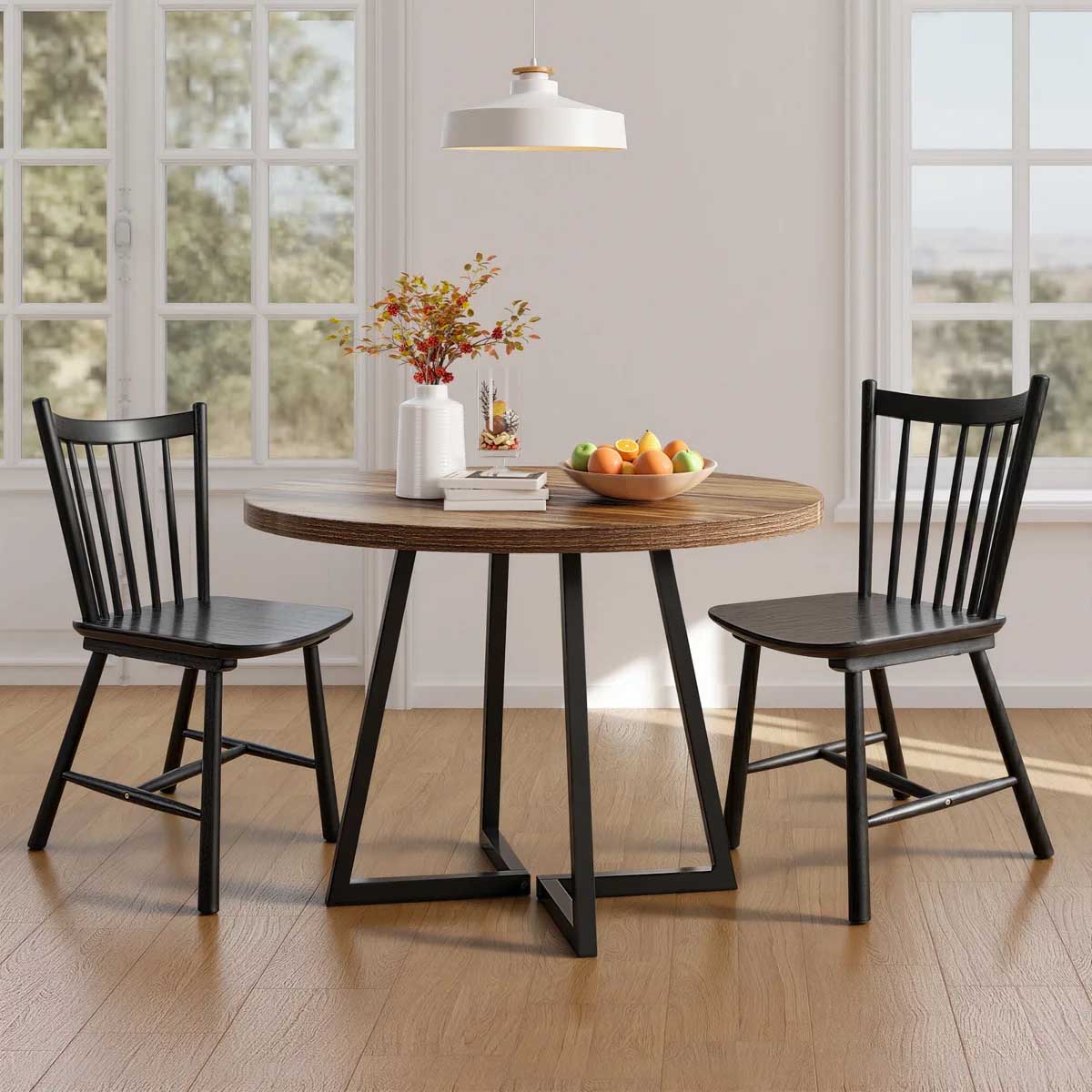 Corrigan Studio Spindle-Back Solid Wood Side Dining Chairs (Set of 2) (Set of 2) best windsor dining chairs