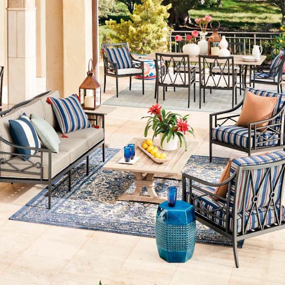 Frontgate Elowen Indoor/Outdoor Rug Indigo best blue outdoor rugs