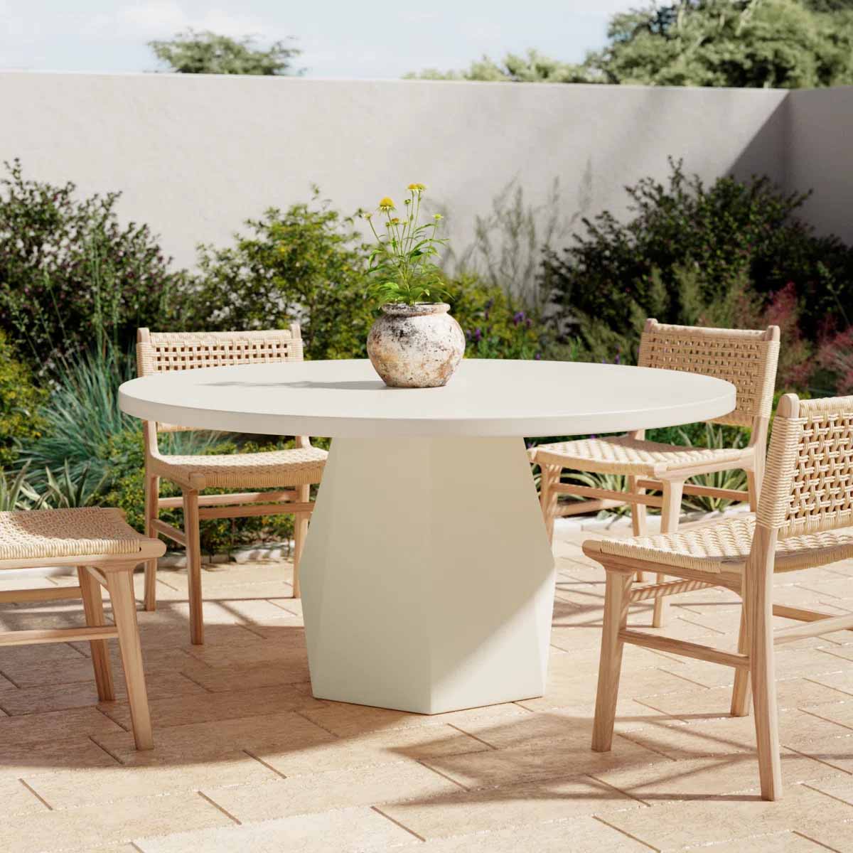 Joss and Main Clemmie Round Outdoor Dining Table 60 best concrete outdoor dining tables