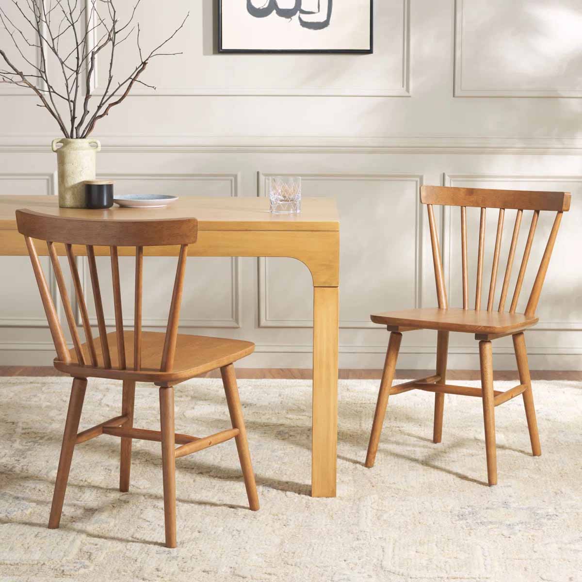 Lark Manor Antoya 17.83'' H Solid Wood Side Chair (Set of 2) Honey windsor dining chairs best