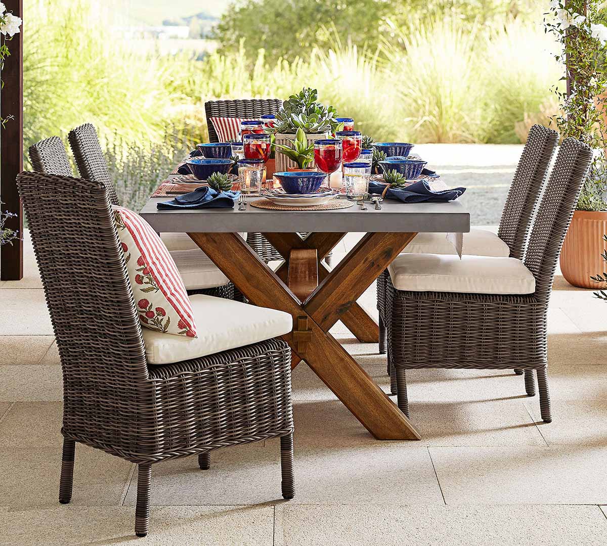 Pottery Barn Abbott Concrete & Acacia Outdoor Dining Table (84) best concrete outdoor dining tables