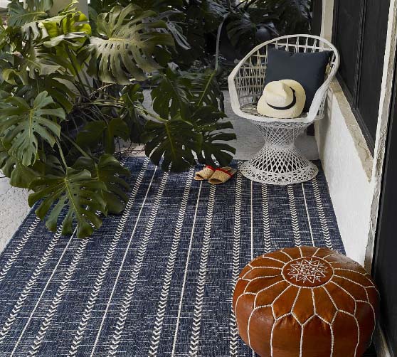 Pottery Barn Ayra Indoor/Outdoor Rug Blue outdoor rugs