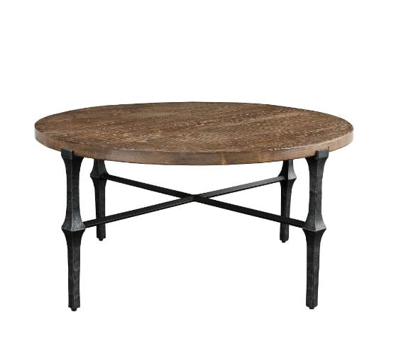 Pottery Barn Kitts 38" Round Coffee Table best rustic industrial round coffee tables