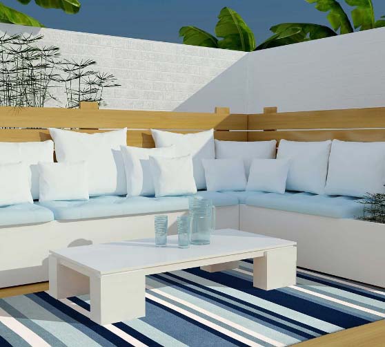 Pottery Barn Louis Stripe Handwoven Indoor:Outdoor Rug Blue outdoor rugs