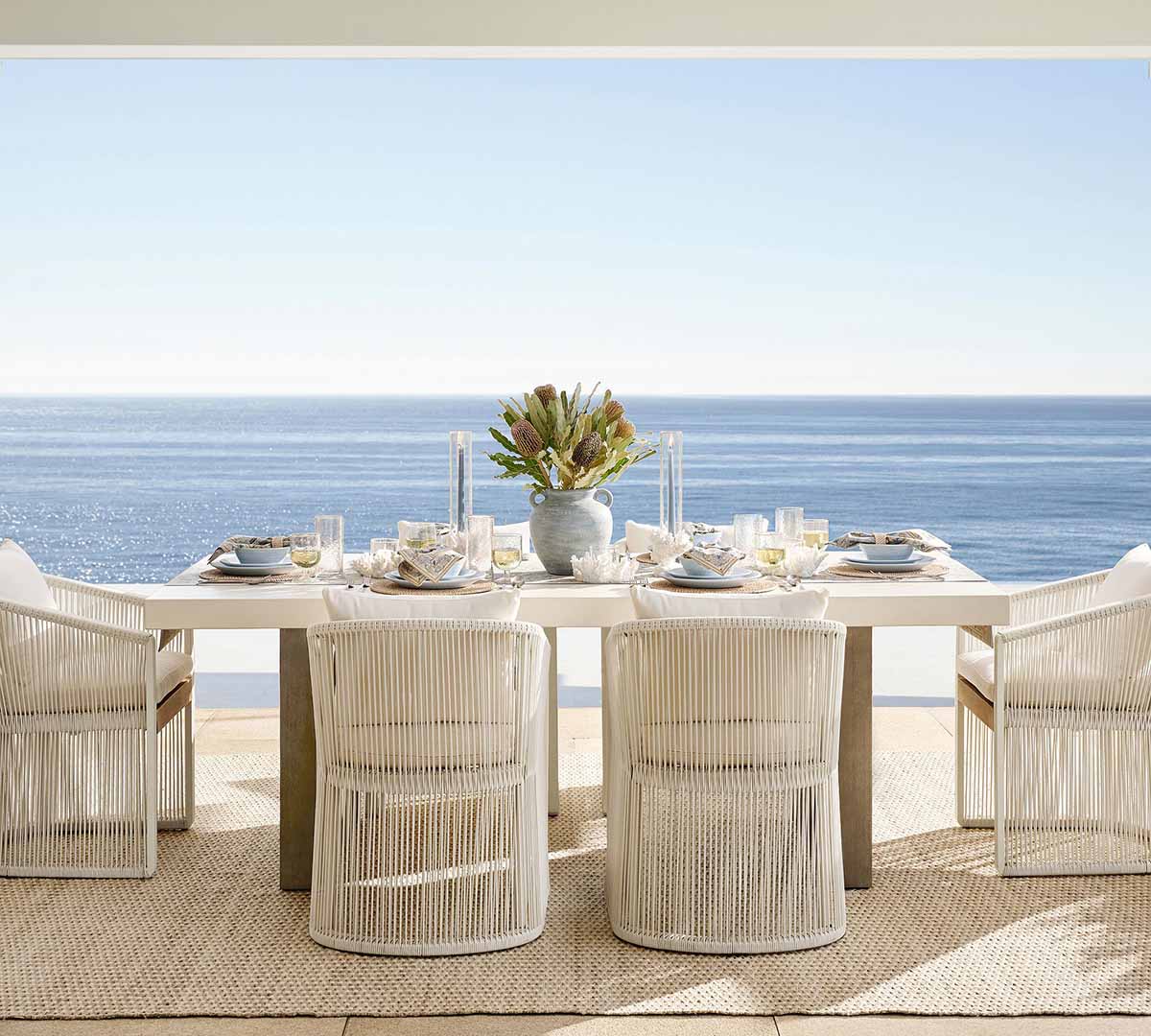 Pottery Barn Pomona Concrete & Acacia Rectangular Outdoor Dining Table best concrete outdoor dining tables