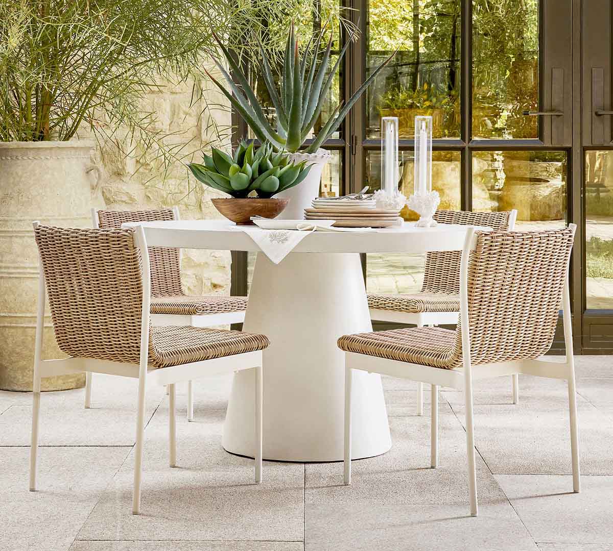 Pottery Barn Pomona Concrete Round Outdoor Dining Table (36"-51") best concrete outdoor dining tables