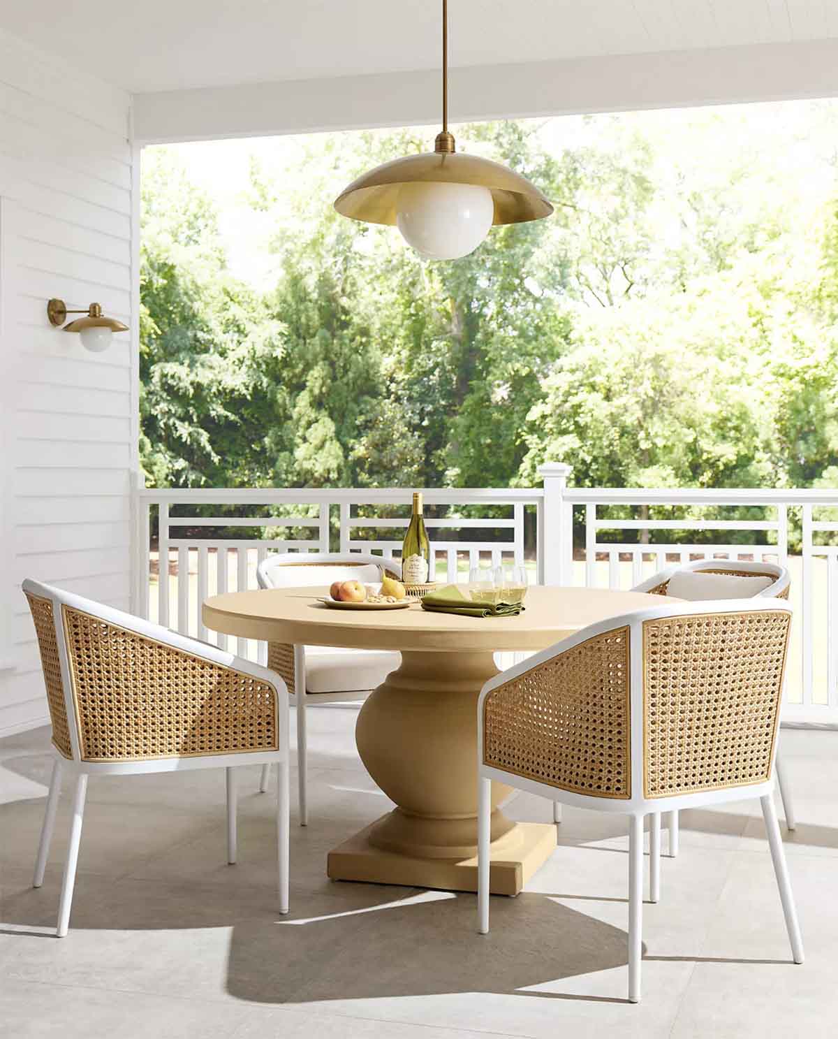 Serena and Lily Terrace Round Dining Table Sandstone best concrete outdoor dining tables