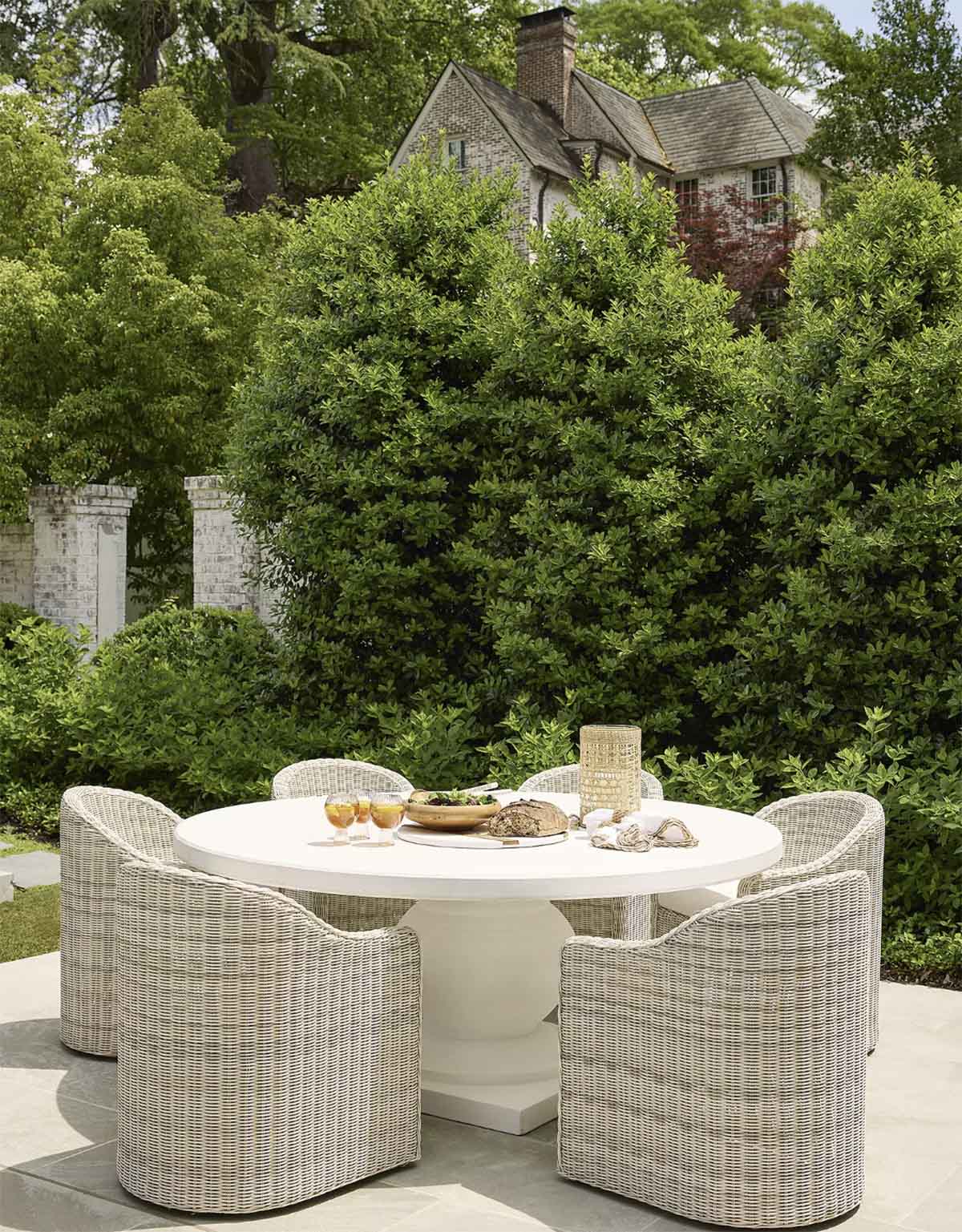 Serena and Lily Terrace Round Dining Table White best concrete outdoor dining tables