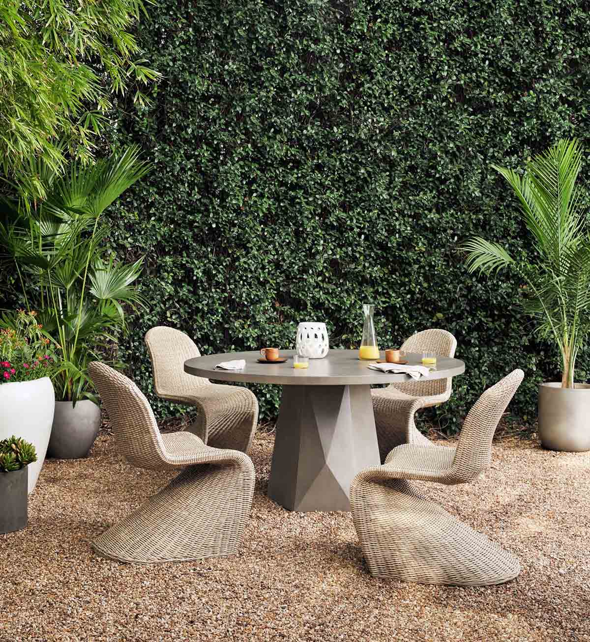 West Elm Outdoor Prism Bistro Table (42"–60") Gray best concrete outdoor dining tables