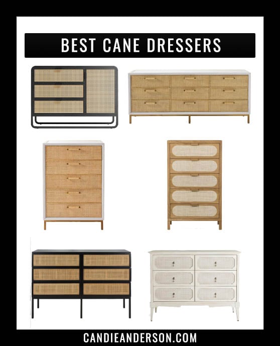 Are you searching for the perfect cane dresser? If so, you're in luck! Lifestyle expert, journalist and interior design blogger Candie Anderson of candieanderson.com has the scoop on the best black, natural, white and gray cane dressers in a variety of styles, and sizes.