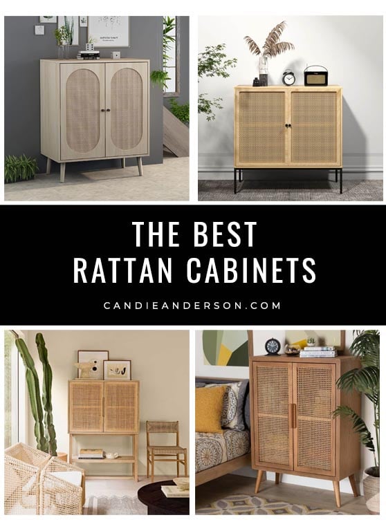 Lifestyle expert, journalist and interior design blogger Candie Anderson of candieanderson.com has the scoop on the best rattan cabinets in every top interior design style and trend.