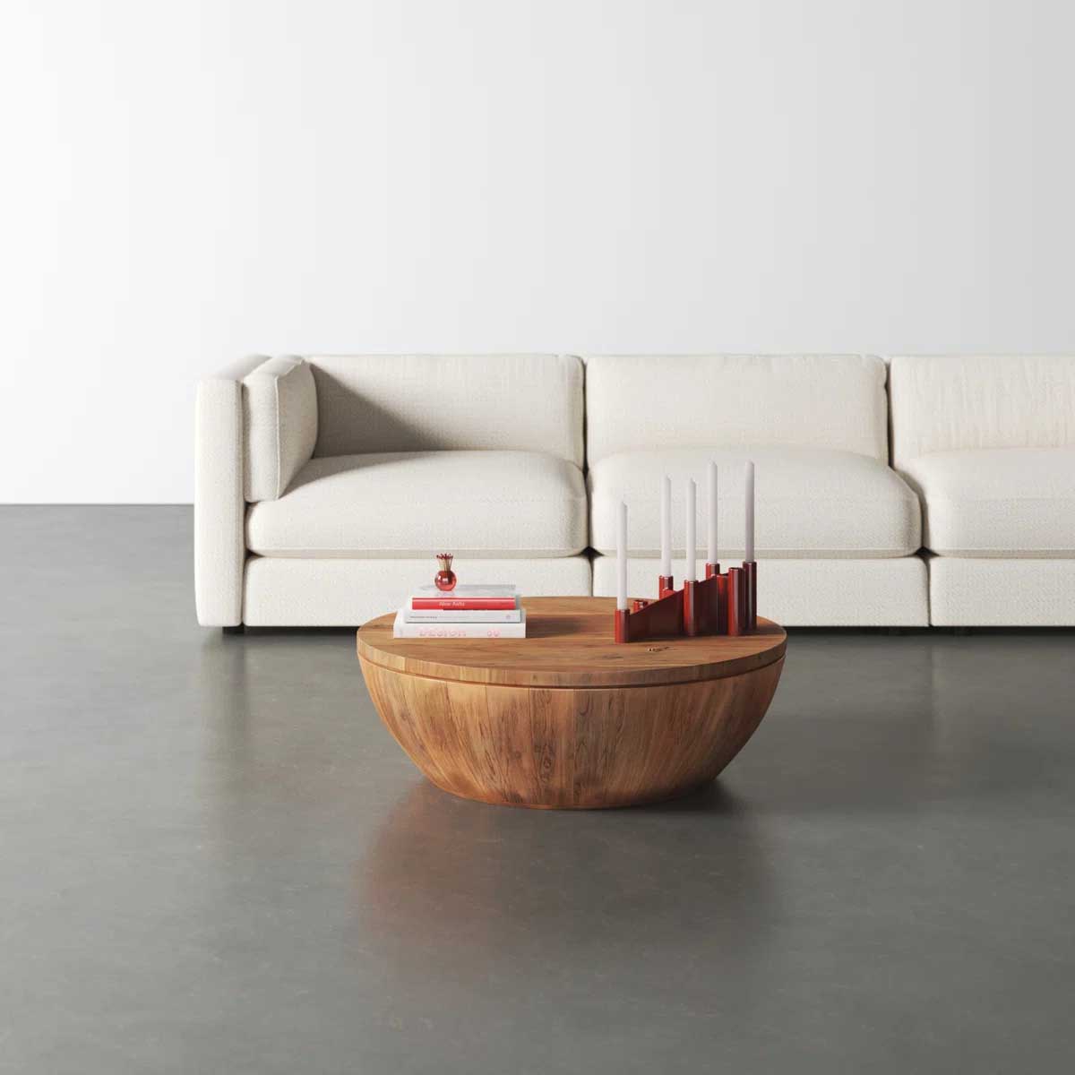 AllModern Buchanan Solid Wood Coffee Table with Storage best drum coffee tables living room