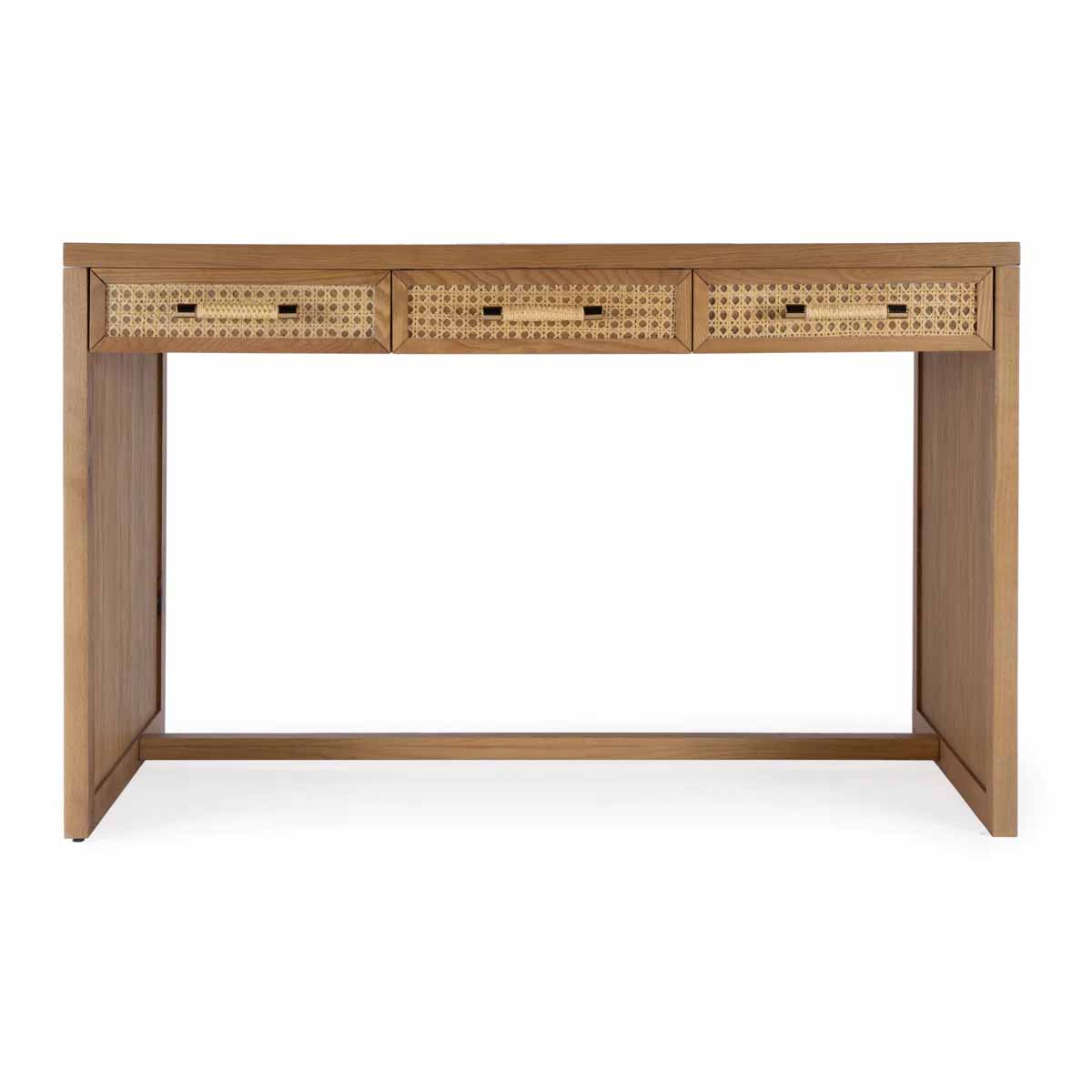 Butler Mesa Cane and Solid Wood 3-Drawer Writing Desk best cane desks
