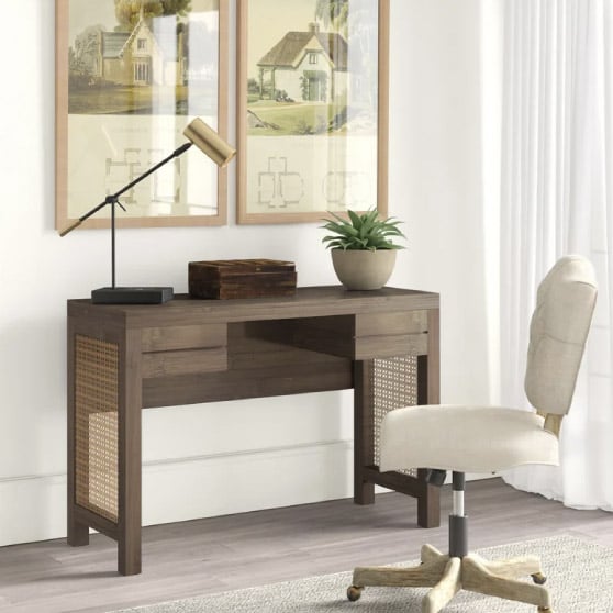 Greyleigh Navarro Desk with Built in Outlets Anderson Bamboo best cane desks 