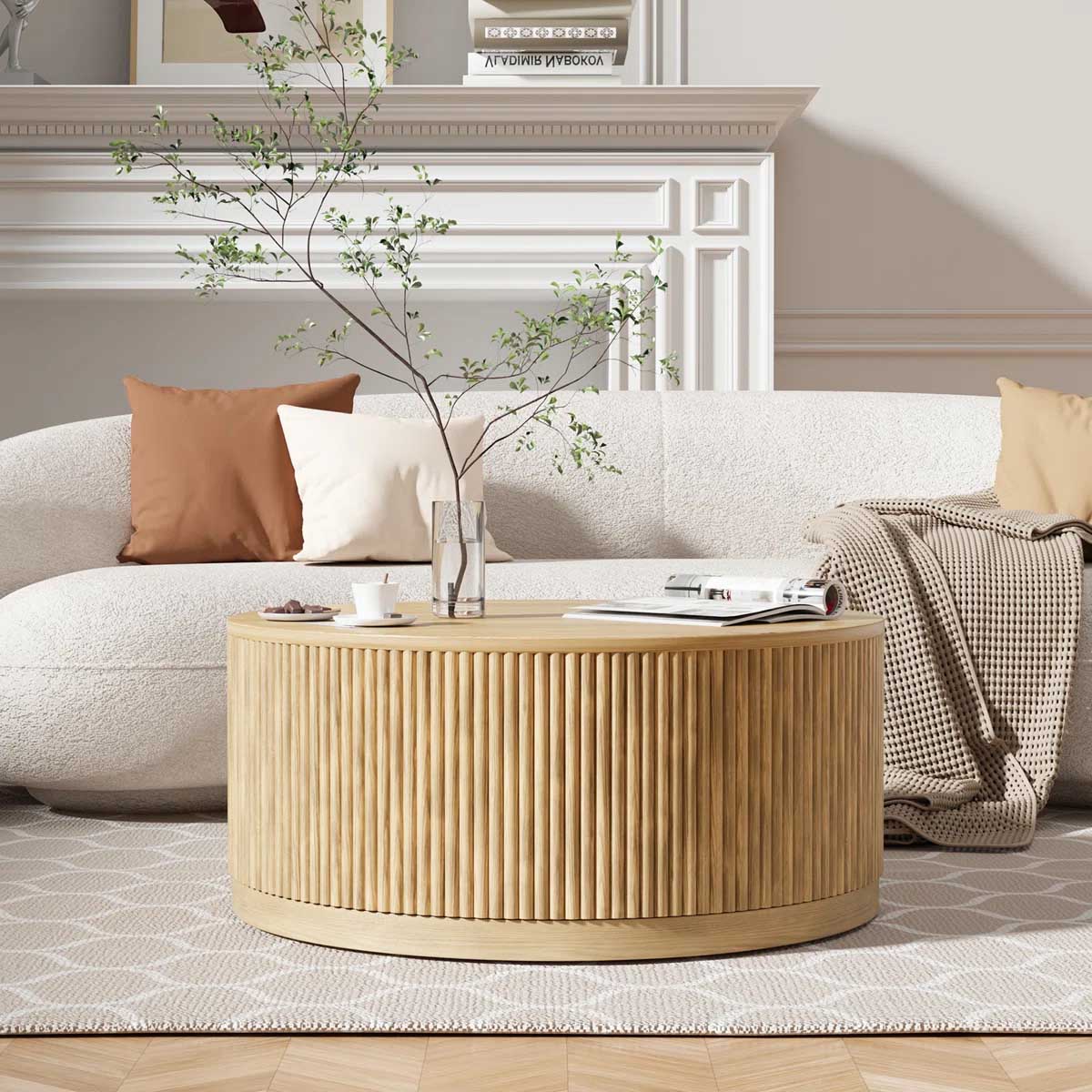 Latitude Run Chibuzor Fluted Coffee Table Natural best drums coffee tables
