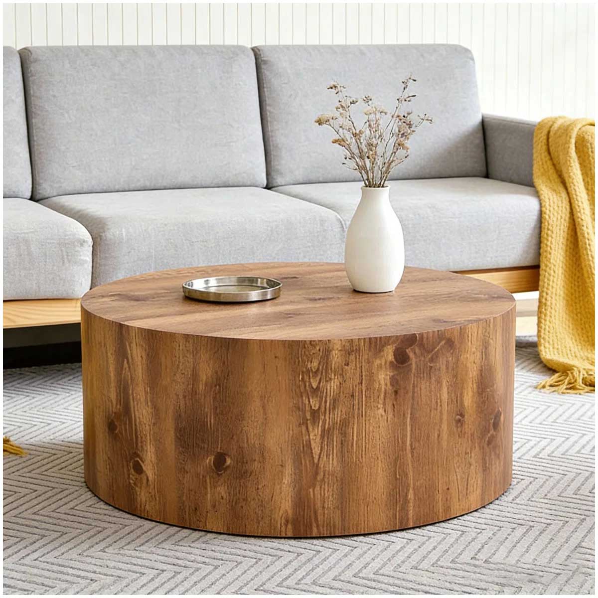 Latitude Run Round Coffee Table Wood best drum coffee tables
