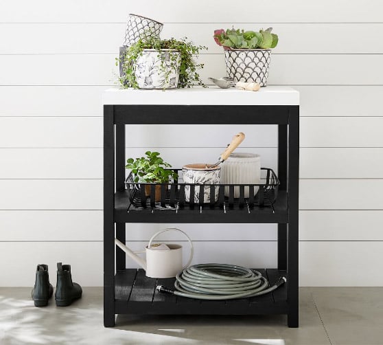 Pottery Barn Abbott Potting Station Black White best potting stations