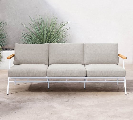 Pottery Barn Camarillo FSC® Teak 78 Sofa white outdoor rope sofas