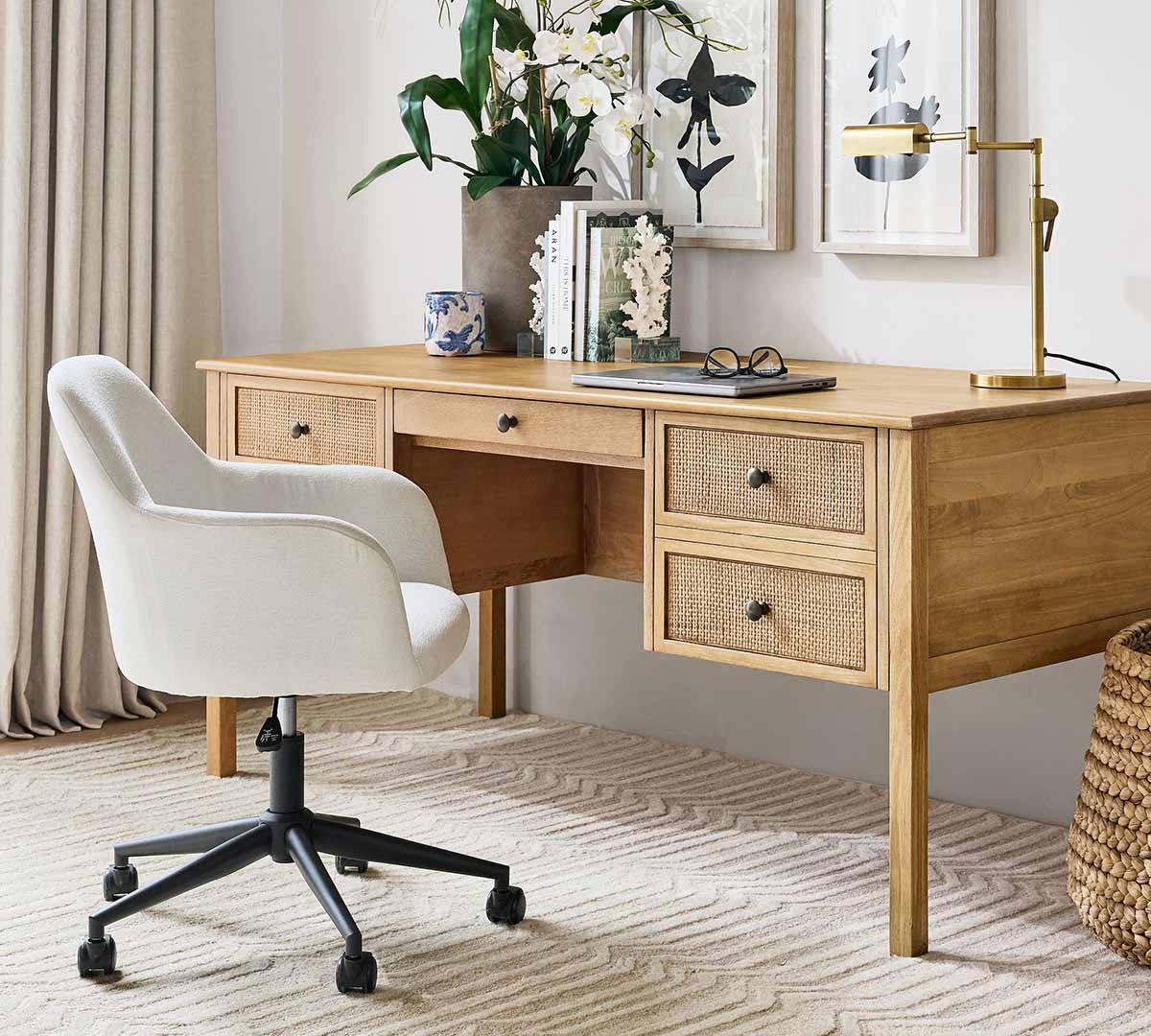 Pottery Barn Channing Keyhole Desk (64") best cane desks 