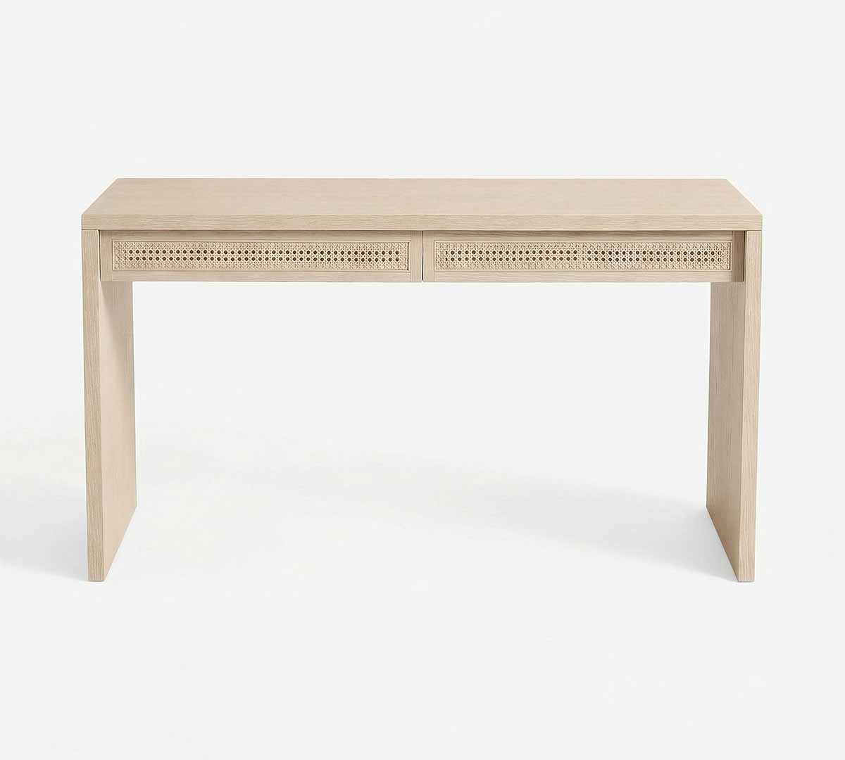 Pottery Barn Marina Cane Console Desk (54) White Sand best cane desks