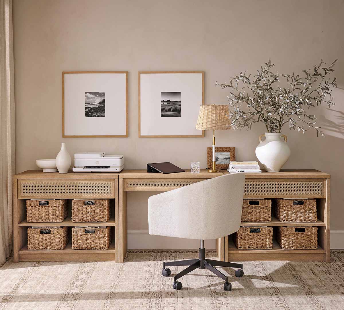 Pottery Barn Marina Cane Storage Desk (126) Shelves Seadrift best cane desks