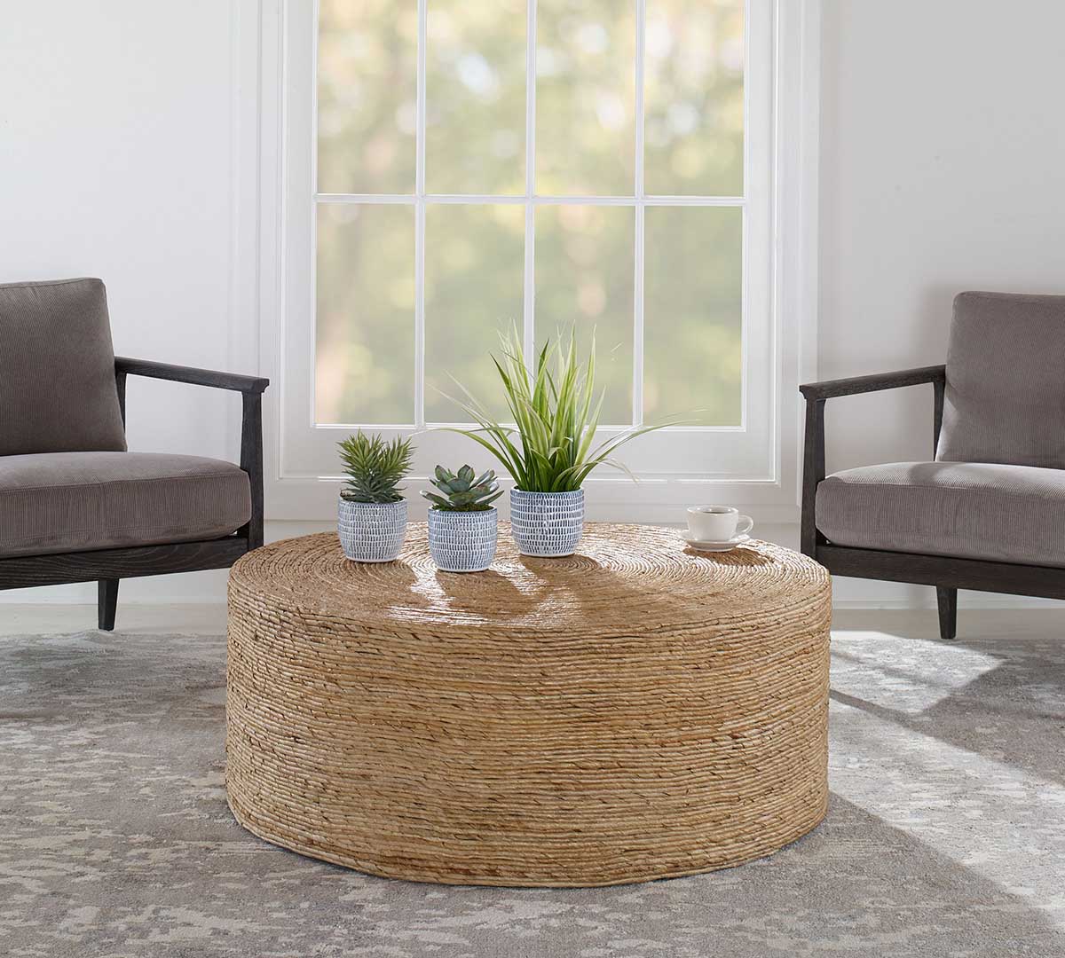 Pottery Barn Noah Round Woven Coffee Table (42) best drum coffee tables