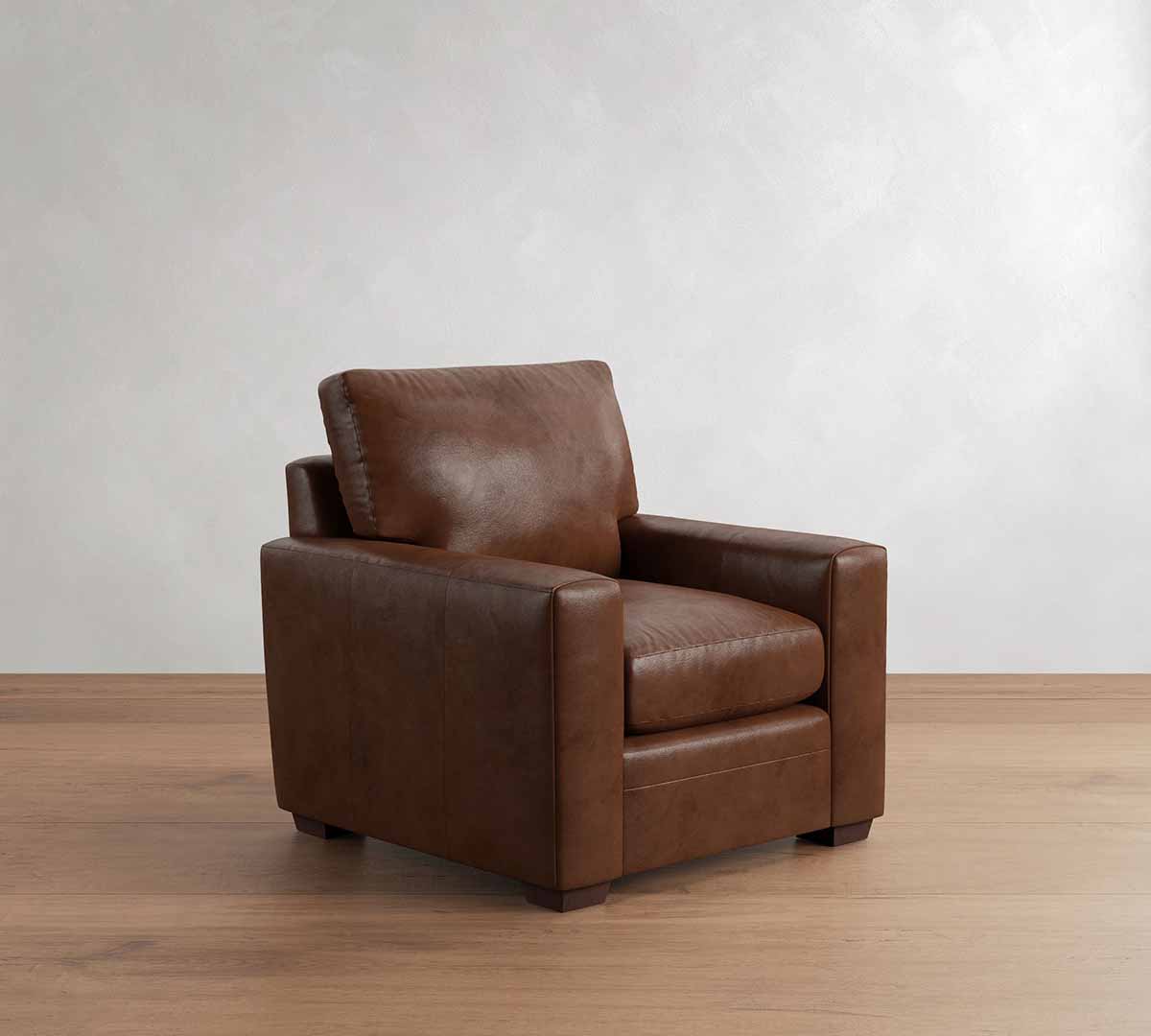 Pottery Barn Pearce Modern Square Arm Leather Chair modern leather armchairs best