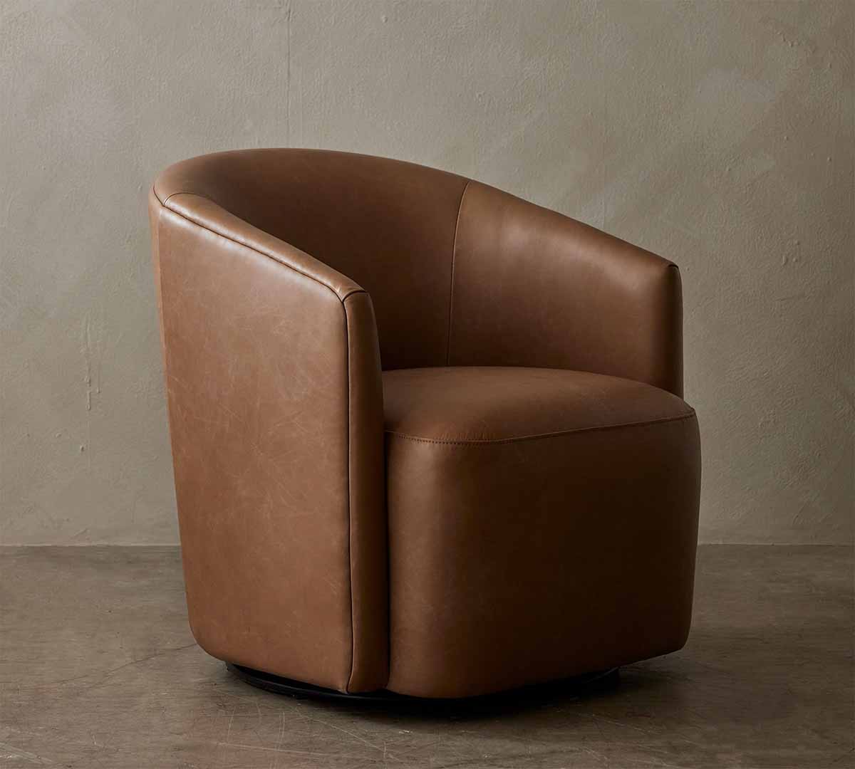 Pottery Barn Preston Leather Swivel Chair modern leather armchairs