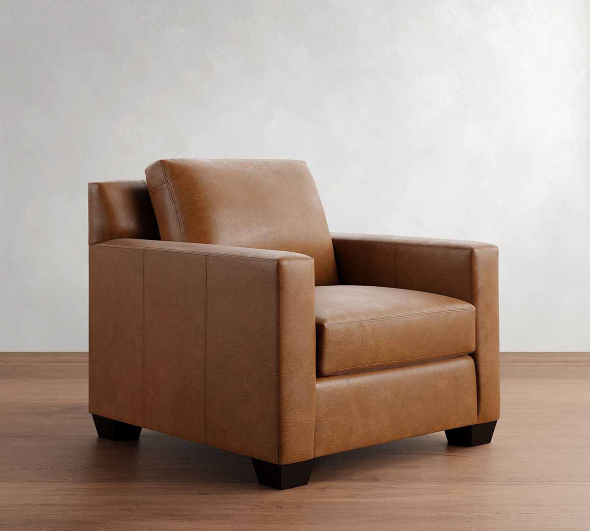 Pottery Barn York Square Arm Leather Chair modern leather armchairs best
