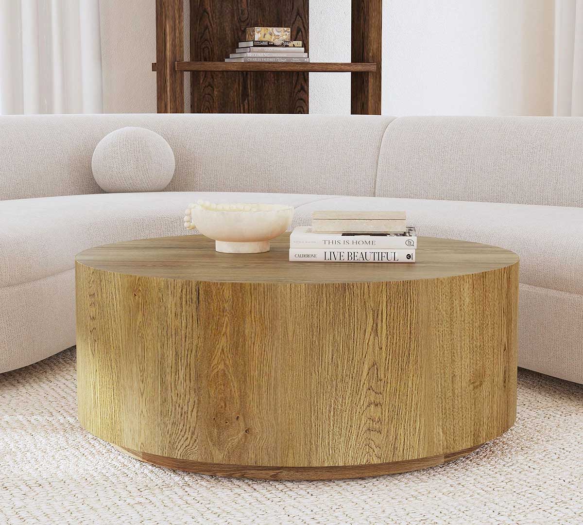 Pottery Barn jLarisa Round Coffee Table (42) best drum coffee tables