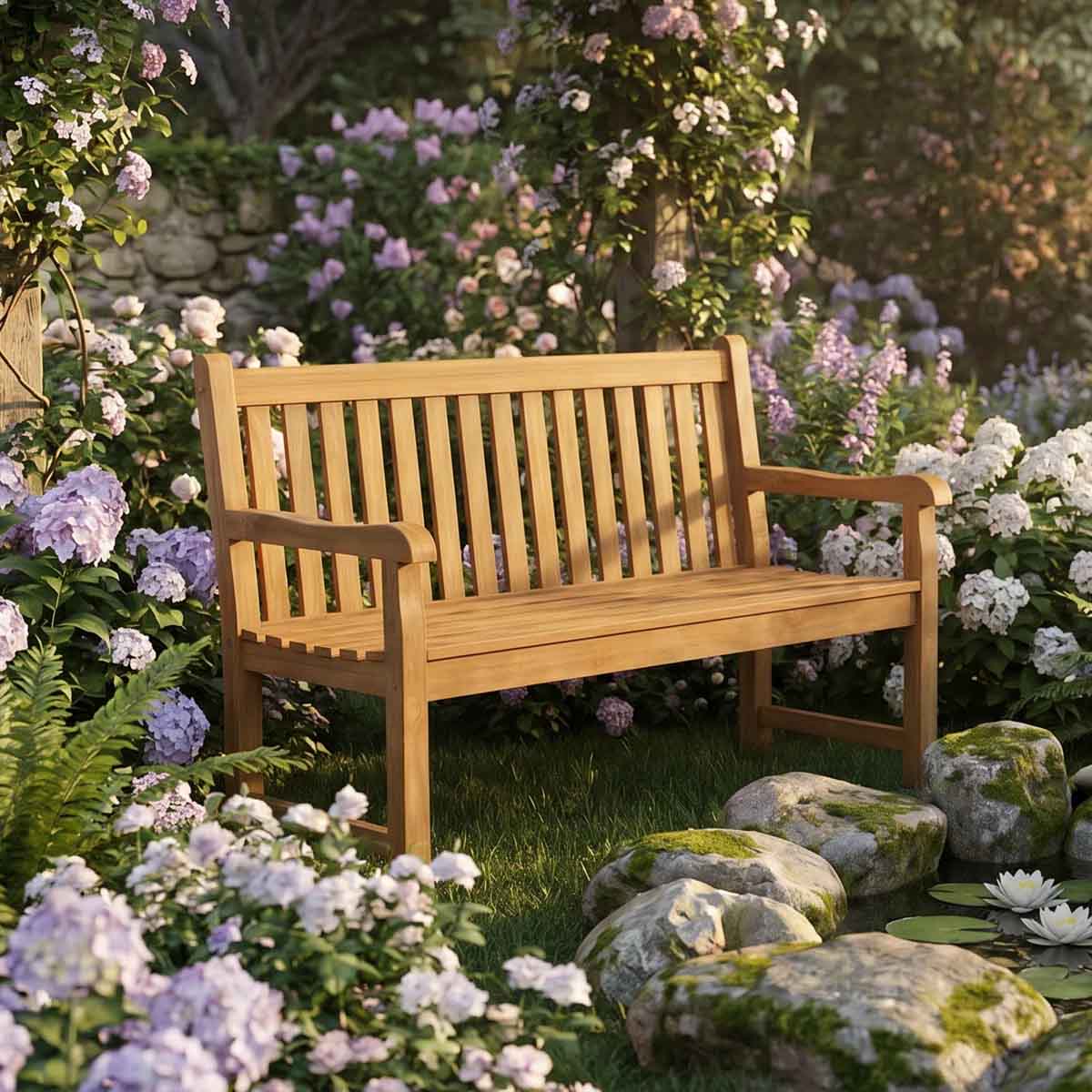 Rosecliff Heights Heilman Mission Back Teak Garden Bench