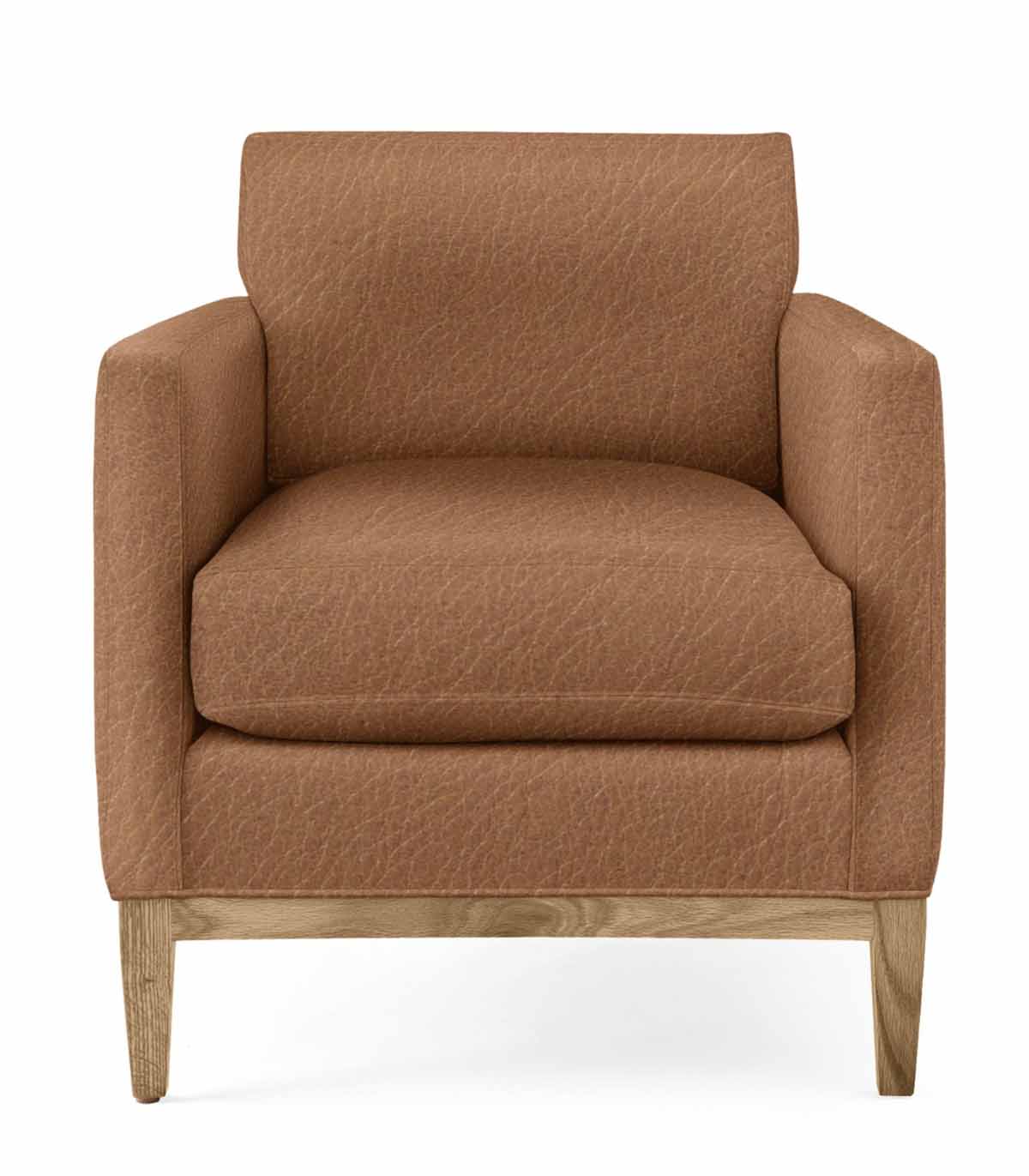 Serena and Lily Barton Track Arm Chair Luxe Leather - Saddle modern leather armchairs