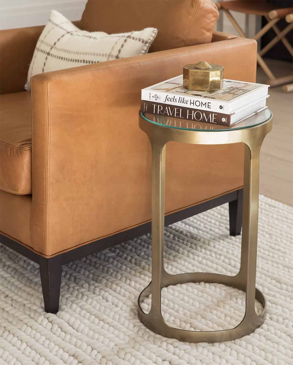 Serena and Lily Barton Track Arm Chair Luxe Leather - Saddle modern leather armchairs