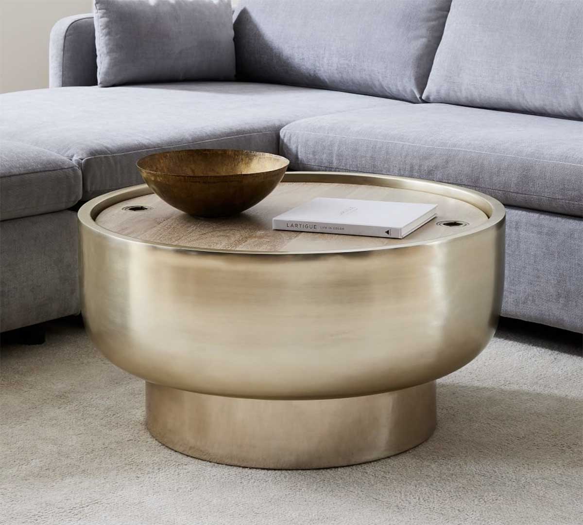 West Elm Drum Storage Coffee Table (32"–40") best drum coffee tables