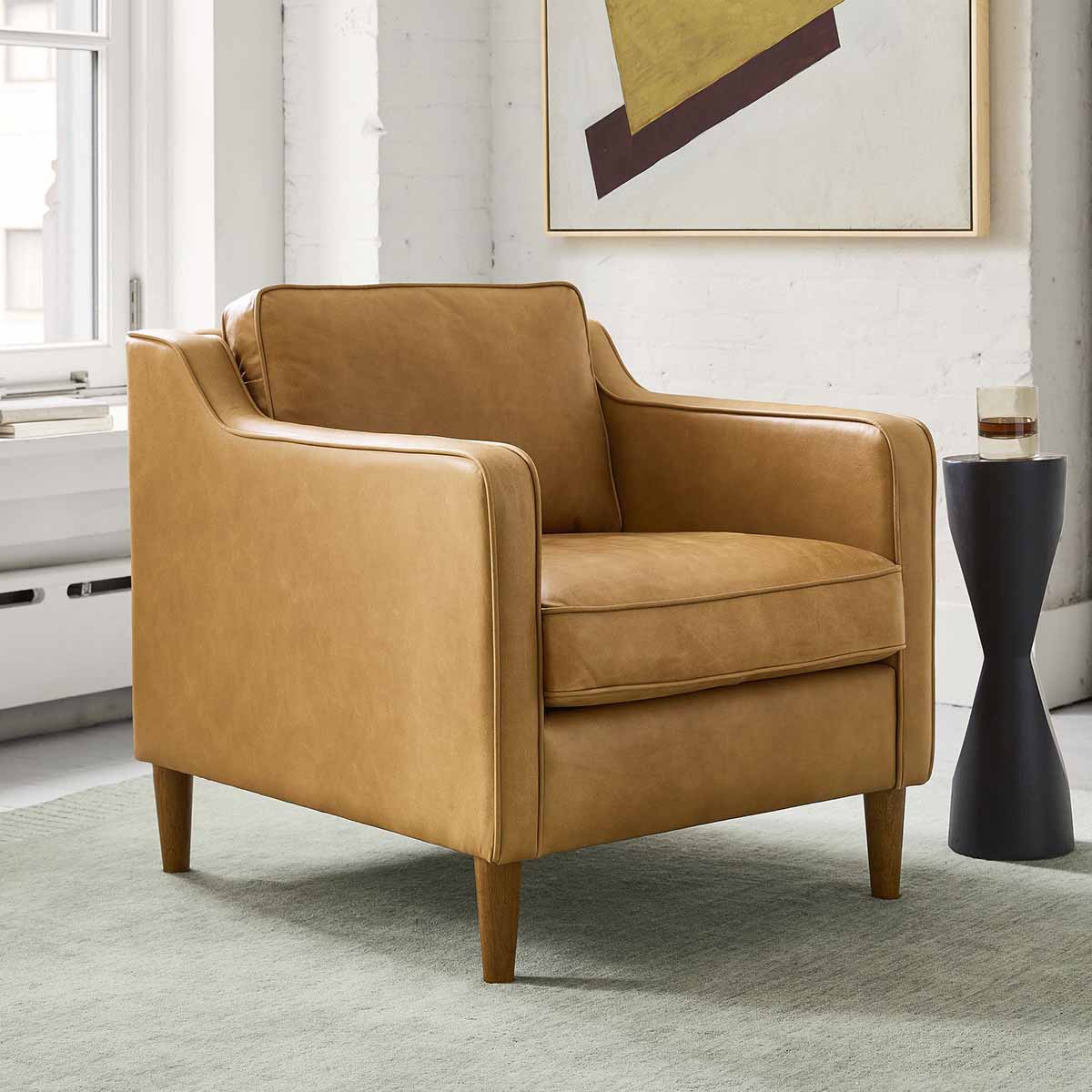 West Elm Hamilton Leather Chair modern leather armchairs best