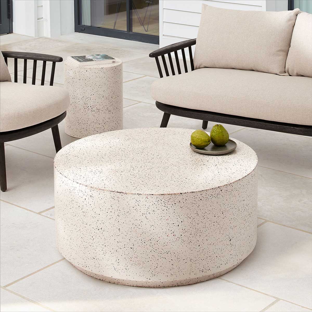 West Elm Terrazzo Drum Indoor:Outdoor Round Coffee Table (36) best drum coffee tables