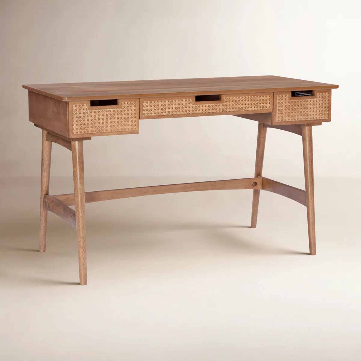 Zipcode Design Tobago 51" Desk with Cane Drawer Fronts Brown best cane desks