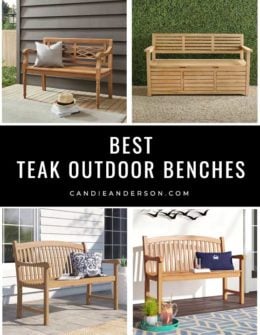 Lifestyle expert, journalist and interior design blogger Candie Anderson of candieanderson.com has the scoop on 20 of the best teak outdoor benches in a variety of styles and price ranges.