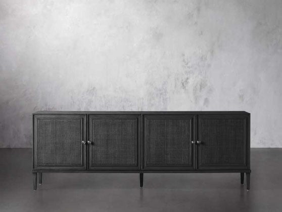 Arhaus Pearson Cane Media Console Ebony best black cane media consoles 