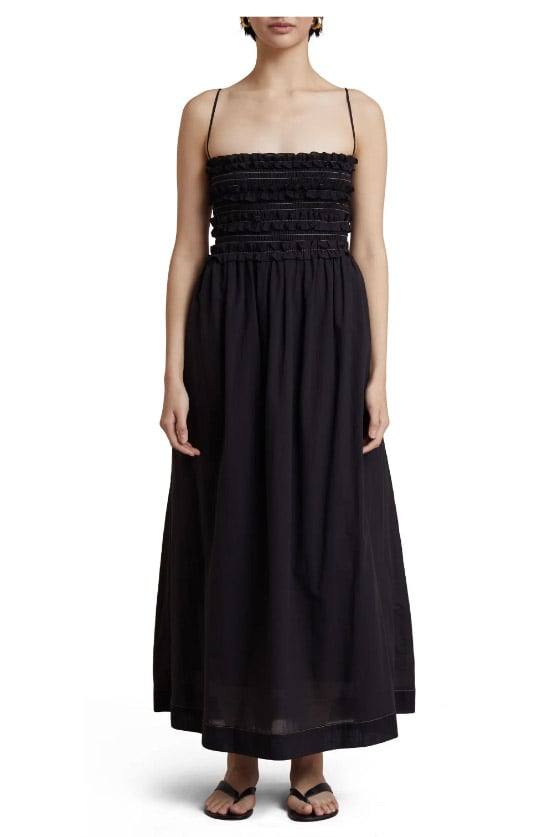 Bec & Bridge Alina Smocked Cotton Maxi Dress Black smocked maxi dresses