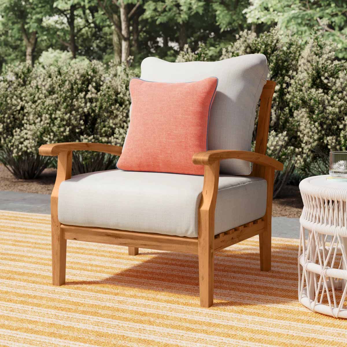 Birch Lane Summerton Teak Patio Chair with Cushions best outdoor teak chairs