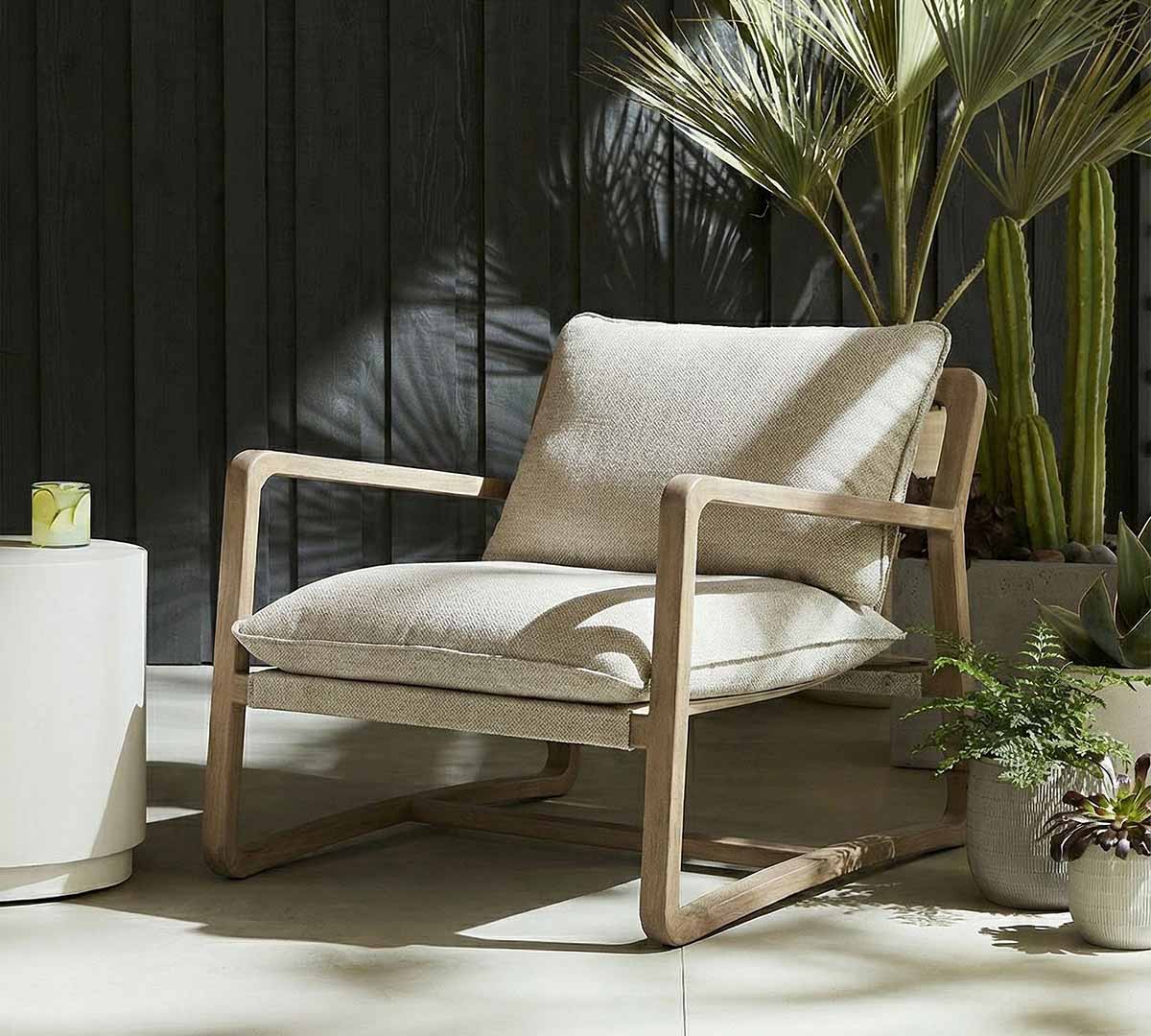 Pottery Barn Laika Teak Outdoor Outdoor Lounge Chair Brown outdoor teak chairs best