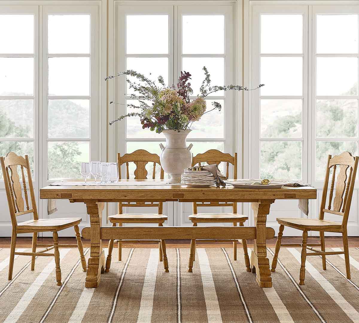 Pottery Barn Rigato Extendable Dining Table (80"-108") rustic rectangular dining tables best