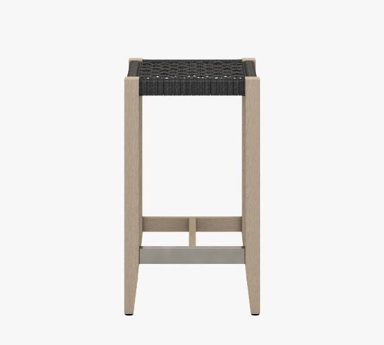 Pottery Barn Sherwood FSC® Teak Counter Stool Brown Dark Gray best rope counter stools