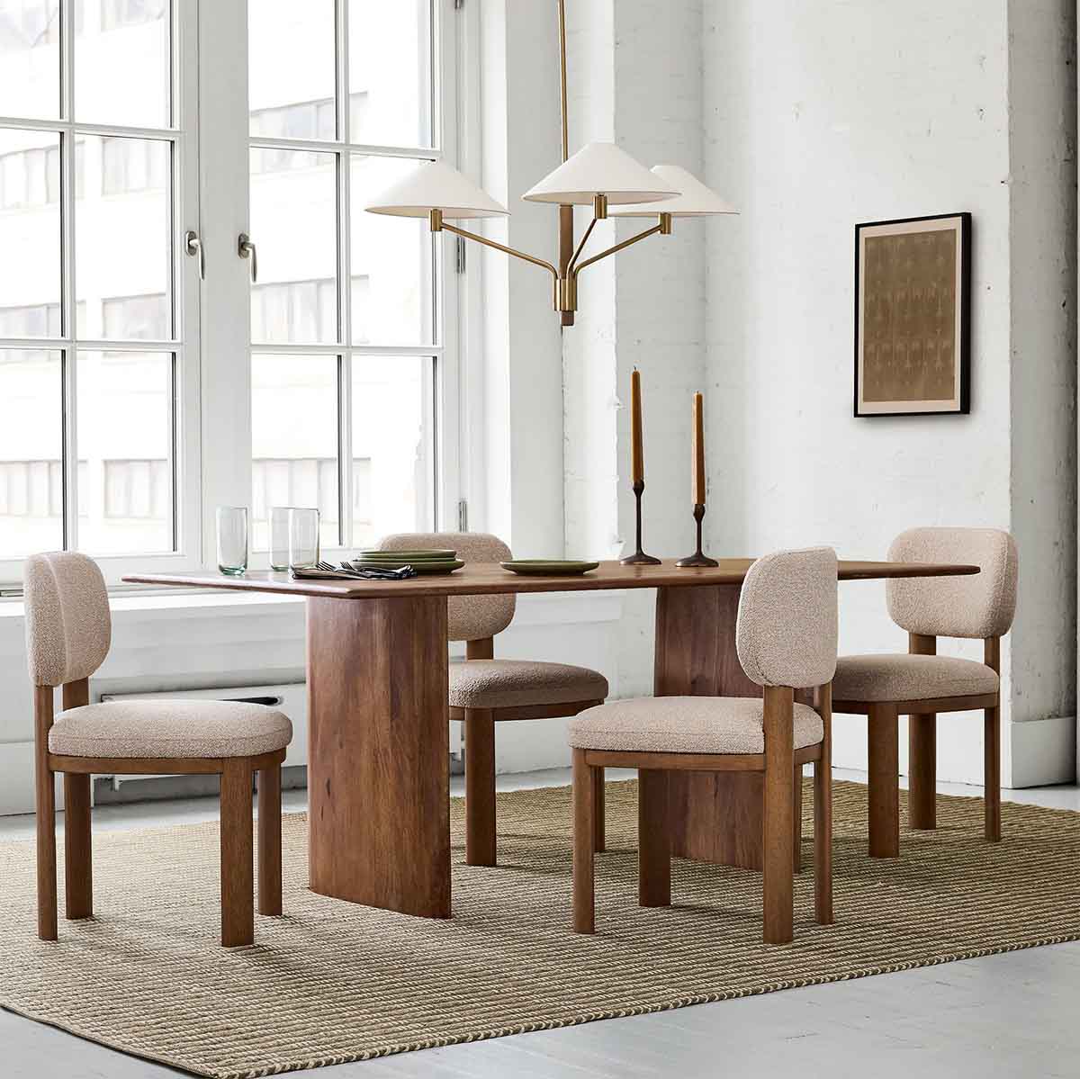 West Elm Anton Solid Wood Dining Table (72, 86, 120) best rustic rectangular dining tables