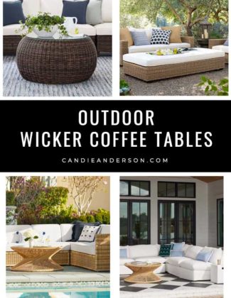 Lifestyle expert, journalist and interior design blogger Candie Anderson of candieanderson.com has the scoop on 20 of the best outdoor wicker coffee tables for your patio, backyard and garden!