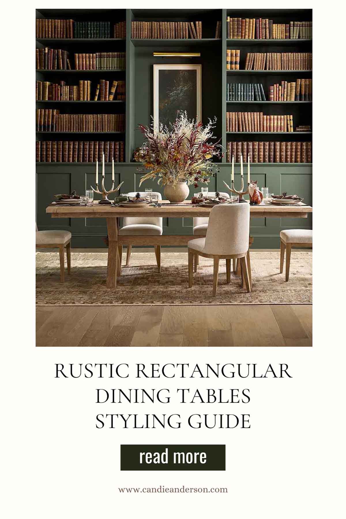 Entertaining expert, journalist and interior design blogger Candie Anderson of candieanderson.com shares the best rustic rectangular dining tables styling guide.