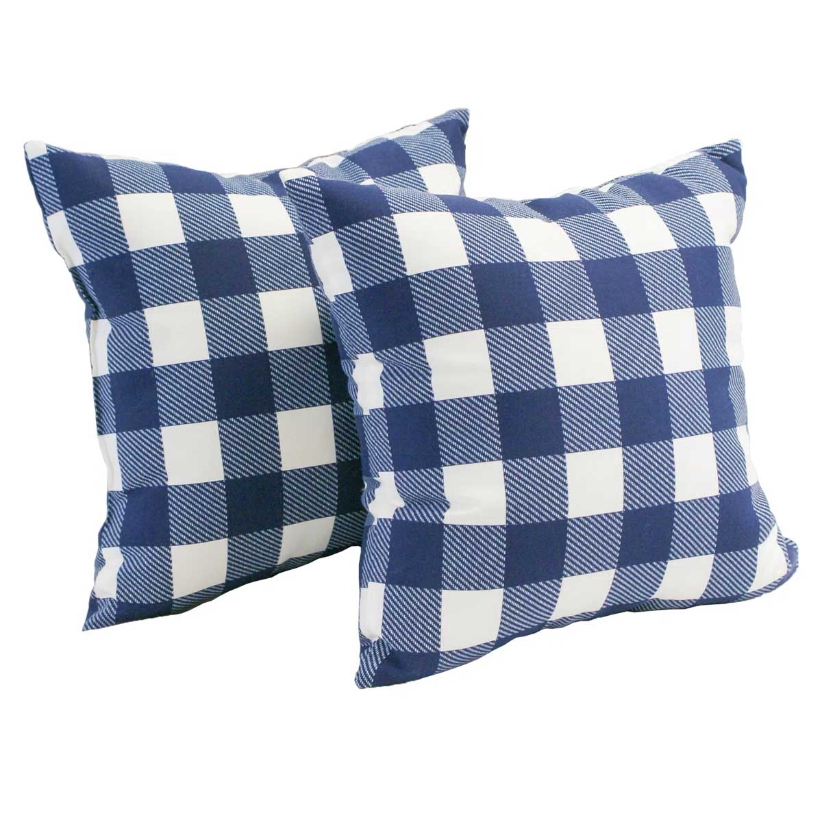 Blazing Needles Lauren Plaid Indoor/Outdoor Reversible Throw Pillow (Set of 2) best blue outdoor throw pillows